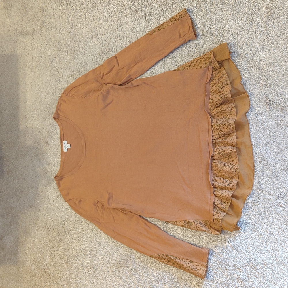 Style & Co Long Sleeve Ruffle Top NWOT